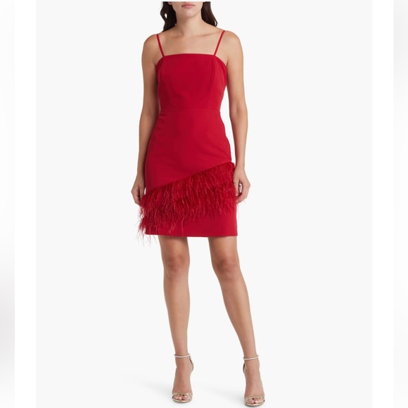 Sam Adelman Feather Hem Sheath Dress women’s size 6 - Picture 1 of 5